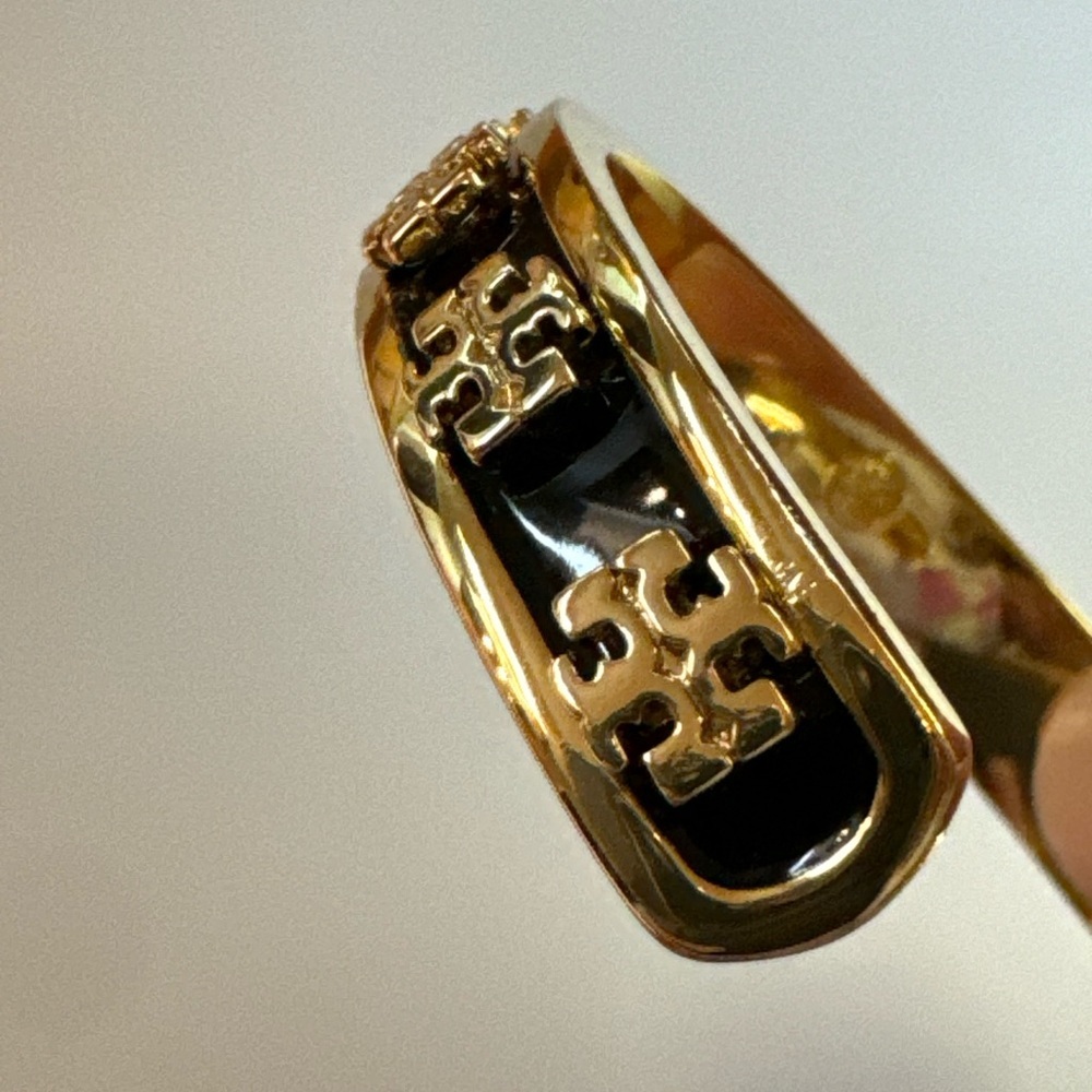Tory Burch NWT Kira Black Enamel & Gold-Toned Cuff Bracelet - Picture 12 of 12